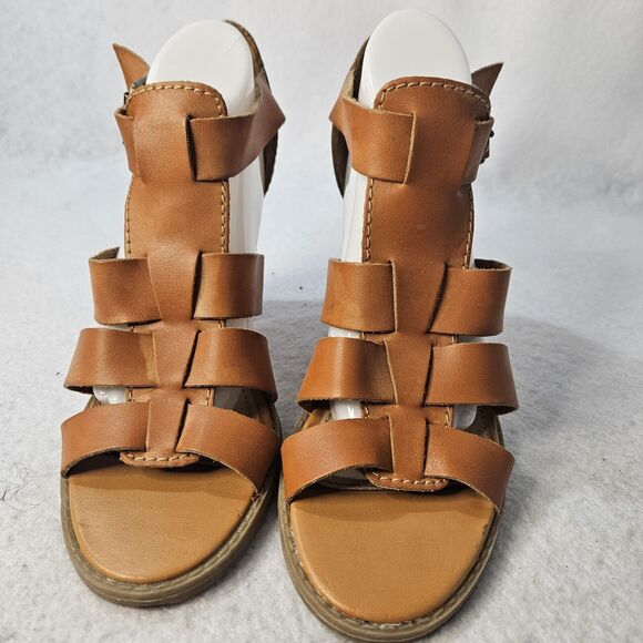 REPORT Sz 6.5 Brown Stacked Heel Gladiator Sandals "Rebecca" Chunk - Picture 4 of 7